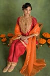 Buy_Saina Kapoor_Red Chanderi Embroidery Round , Keyhole Kurta Set _Online_at_Aza_Fashions