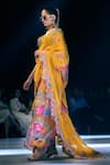 Buy_Rishi And Vibhuti_Yellow Organza, Chanderi Embroidery, Marigold Muse Pre-draped Saree And Blouse Set _Online_at_Aza_Fashions