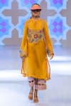 Buy_Rishi And Vibhuti_Yellow Chanderi, Organza Sequins, Embroidery Round Neck Sunbeam Kurta Set _at_Aza_Fashions