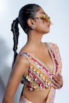 Rishi And Vibhuti_Yellow Crepe Tassels, Beads Glow Designer Pre-draped Sharara Set _Online_at_Aza_Fashions