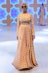 Shop_Rishi And Vibhuti_Yellow Crepe Beads Round Neck Sunset Lehenga Set  _at_Aza_Fashions