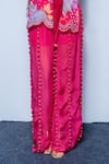 Shop_Rishi And Vibhuti_Fuchsia Organza Pom-poms, Embroidery Round Neck Pink Designer Dee Kurta Set _Online_at_Aza_Fashions