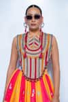 Buy_Rishi And Vibhuti_Multi Color Velvet Tassels, Embroidery Round Neck Orchid Lehenga Set _Online_at_Aza_Fashions