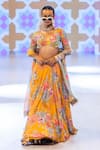 Shop_Rishi And Vibhuti_Yellow Organza Sequins V-neck Amber Affair Lehenga Set _at_Aza_Fashions