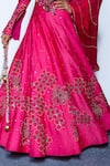 Shop_Rishi And Vibhuti_Fuchsia Chanderi, Net Sequins, Embroidery V-neck Pink Royale Lehenga Set _Online_at_Aza_Fashions