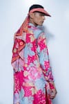 Rishi And Vibhuti_Fuchsia Chanderi Embroidery, Tassels Canvas Collar Kurta Set _at_Aza_Fashions