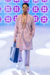 Shop_Rishi And Vibhuti_Magenta Crepe Sequins Regalia Kurta Set  _at_Aza_Fashions