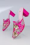 Azora_Fuchsia Sequins, Embroidery Pink Glo Fuschia Embellished Heels _Online_at_Aza_Fashions