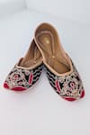 Shop_Azora_Black Ruhaniyat Embroidered Raw Silk Juttis _Online_at_Aza_Fashions