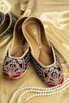 Buy_Azora_Black Ruhaniyat Embroidered Raw Silk Juttis _at_Aza_Fashions