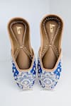 Shop_Azora_Blue Naayab Embroidered Raw Silk Juttis _at_Aza_Fashions