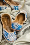 Buy_Azora_Blue Naayab Embroidered Raw Silk Juttis _at_Aza_Fashions