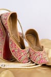 Buy_Azora_Pink Shiddat Embroidered Raw Silk Juttis _at_Aza_Fashions