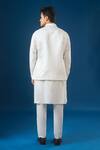 Rng Safawala_White Cotton, Silk, Dupion, Shantoon Embroidery Off Kurta-bundi Set _Online_at_Aza_Fashions