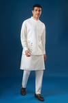 Buy_Rng Safawala_White Cotton, Silk, Dupion, Shantoon Embroidery Off Kurta-bundi Set 