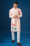 Buy_Rng Safawala_Pink Embroidery Floral Printed Kurta _at_Aza_Fashions