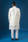 Rng Safawala_White Silk, Dupion, Shantoon Embroidery, Sequins Off Sherwani Set _Online_at_Aza_Fashions