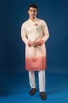 Buy_Rng Safawala_Peach Cotton Embroidery Pink Ombre Kurta Set _at_Aza_Fashions