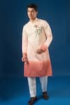Buy_Rng Safawala_Peach Cotton Embroidery Pink Ombre Kurta Set 