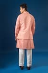 Shop_Rng Safawala_Pink Brocade, Silk Embroidery Mauve Kurta-bundi Set _at_Aza_Fashions