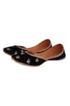 Kurrbat_Black Midnight Zardozi Hand Embroidered Juttis _Online_at_Aza_Fashions
