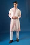 Buy_Countrymade_Pink Old Rose Line Pattern Kurta Set _at_Aza_Fashions