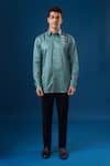 Shop_Rng Safawala_Green Crepe, Silk Embroidery Rama Rose Shirt _Online_at_Aza_Fashions