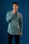 Buy_Rng Safawala_Green Crepe, Silk Embroidery Rama Rose Shirt 