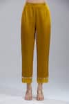 Prisho_Yellow Embroidery, Tassels Round Neck Kurta Pant Set _Online_at_Aza_Fashions