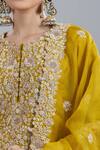 Prisho_Yellow Embroidery, Tassels Round Neck Kurta Pant Set _at_Aza_Fashions