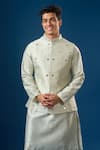 Buy_Rng Safawala_Green Silk, Dupion Mirrors, Embroidery Sage Kurta-bundi Set 