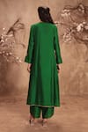 Shop_Label Niti Bothra_Green Silk Embroidery Round Neck Placement Kurta With Pant _at_Aza_Fashions