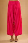 Buy_Label Niti Bothra_Pink Silk Embroidery V-neck Kurta With Pant _Online_at_Aza_Fashions