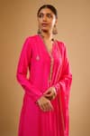 Label Niti Bothra_Pink Silk Embroidery V-neck Kurta With Pant _at_Aza_Fashions