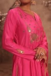 Buy_Label Niti Bothra_Pink Silk Sequins, Embroidery Round Neck Kurta With Pant 