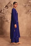 Label Niti Bothra_Blue Silk Embroidery Mandarin Collar Kurta With Pant _Online_at_Aza_Fashions