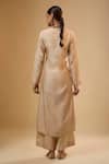 Shop_Label Niti Bothra_Ivory Silk Mandarin Collar Embroidered Kurta With Pant _at_Aza_Fashions
