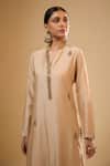 Shop_Label Niti Bothra_Ivory Silk Mandarin Collar Embroidered Kurta With Pant _Online_at_Aza_Fashions