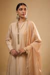 Label Niti Bothra_Ivory Silk Mandarin Collar Embroidered Kurta With Pant _at_Aza_Fashions