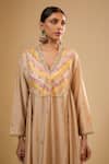 Shop_Label Niti Bothra_Ivory Silk Embroidery V-neck Kurta With Pant _Online_at_Aza_Fashions