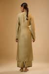 Shop_Label Niti Bothra_Green Silk Embroidery Mandarin Collar Butti Kurta With Pant _at_Aza_Fashions