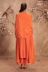 Shop_Label Niti Bothra_Orange Silk Embroidery Round Neck Yoke Kurta With Pant _at_Aza_Fashions