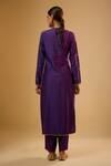 Shop_Label Niti Bothra_Purple Silk Sequins Round Neck Lotus Yoke Kurta With Pant _at_Aza_Fashions