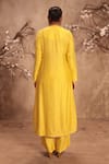Shop_Label Niti Bothra_Yellow Silk Embroidery Notched Neck Yoke Kurta With Pant _at_Aza_Fashions