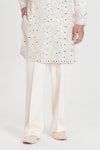 Abhinav Mishra Ivory Chanderi Embroidery, Mirrors Heavy Kurta Pant Set Online at Aza Fashions Abhinav Mishra_Ivory Chanderi Embroidery, Mirrors Heavy Kurta Pant Set _Online_at_Aza_Fashions