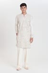Buy Abhinav Mishra Ivory Chanderi Embroidery, Mirrors Heavy Kurta Pant Set at Aza Fashions Buy_Abhinav Mishra_Ivory Chanderi Embroidery, Mirrors Heavy Kurta Pant Set _at_Aza_Fashions