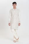Buy Abhinav Mishra Ivory Chanderi Embroidery, Mirrors Heavy Kurta Pant Set Online at Aza Fashions Buy_Abhinav Mishra_Ivory Chanderi Embroidery, Mirrors Heavy Kurta Pant Set _Online_at_Aza_Fashions