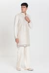 Buy_Abhinav Mishra_Ivory Chanderi Embroidery, Mirrors Heavy Kurta Pant Set _Online_at_Aza_Fashions