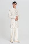 Abhinav Mishra_Ivory Chanderi Embroidery Heavy Kurta Pant Set _Online_at_Aza_Fashions