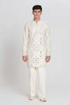 Buy_Abhinav Mishra_Ivory Chanderi Embroidery Heavy Kurta Pant Set _at_Aza_Fashions
